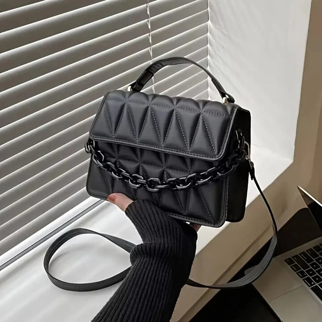 حقيبة يد نسائية بسلسلة ماسية، حقيبة مربعة صغيرة منقوشة بتصميم عتيق، حقيبة كتف واحدة للنساء، حقيبة كروس بودي