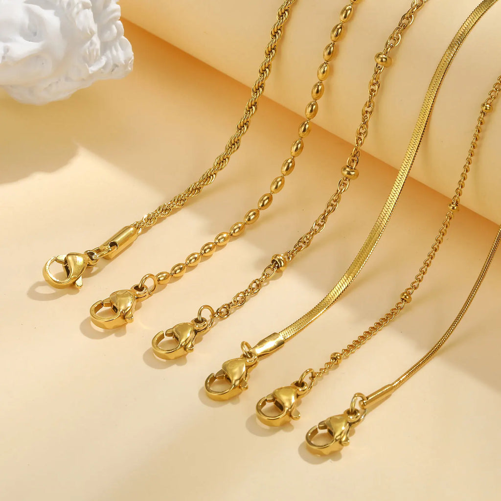 سوار نسائي رفيع من الفولاذ المقاوم للصدأ مطلي بالذهب عيار 18 قيراطًا، سلسلة معصم مقاومة للماء