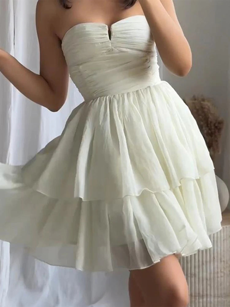 Solid Summer Off-shoulder Party Dresses For Women Elegant Solid Sleeveless Zipper Female Short Dress Casual Beach Lady Vestidos