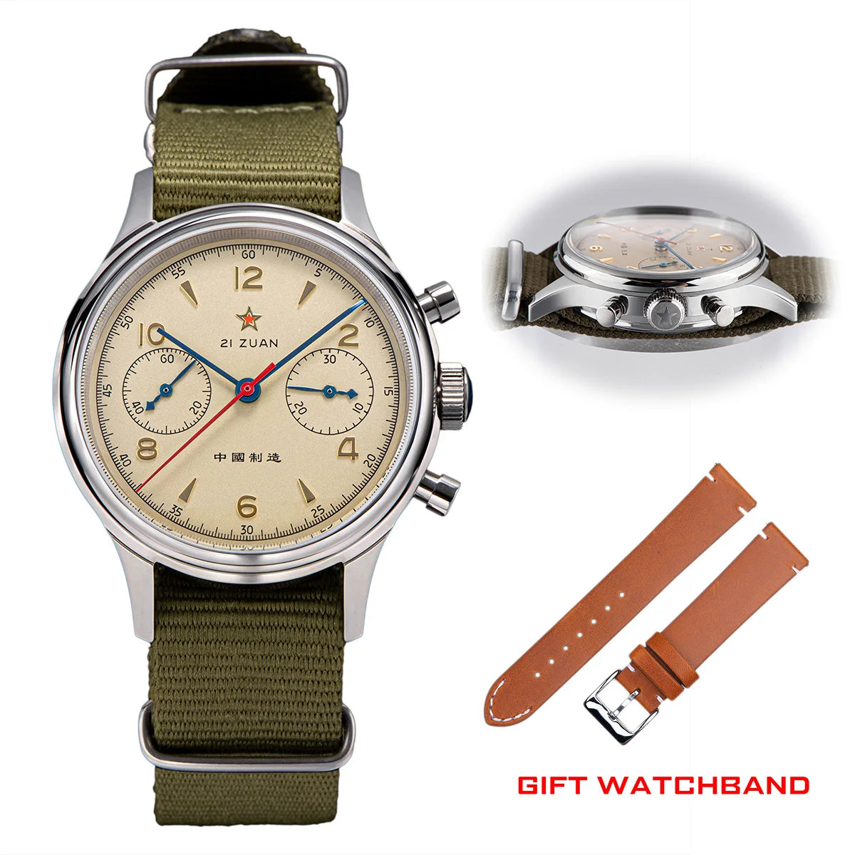 ساعة يد رجالية 38 مم 1963 Polit كرونوغراف ST1901 ميكانيكية أصلية Air Force 40 مم أكريليك Reloj Homber Tianjin Movement