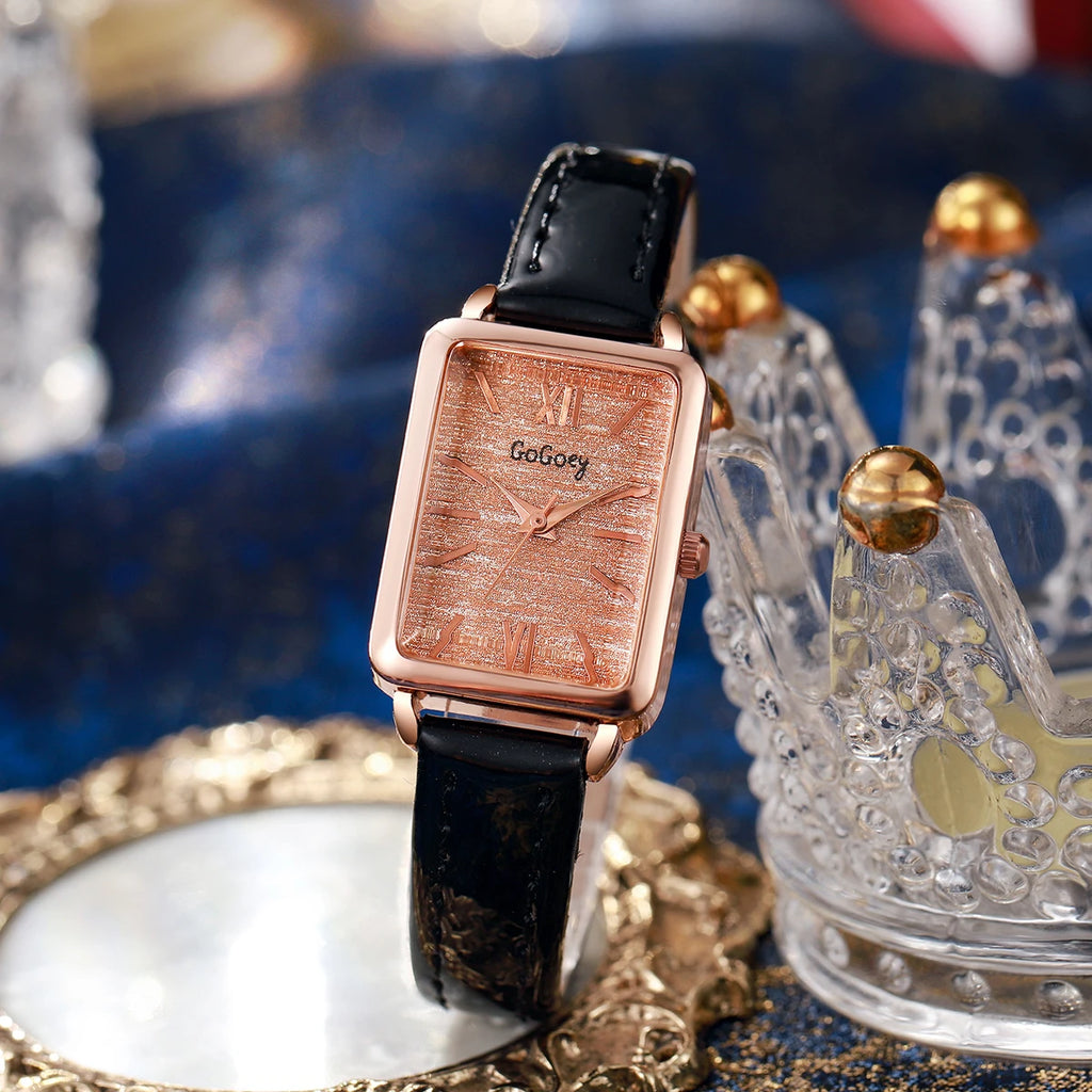 ساعة كوارتز بسيطة وأنيقة بحزام مربع الشكل