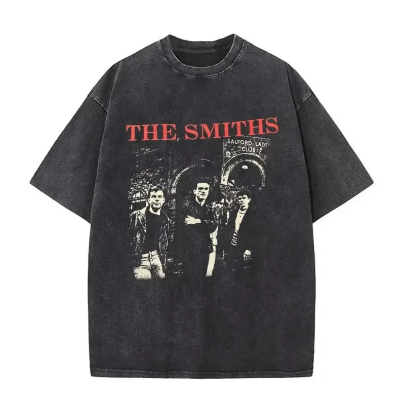 تي شيرت رجالي ونسائي مطبوع عليه شعار فرقة الروك البريطانية The Smiths The Queen Is Dead، تي شيرت بديل من فرقة موريسي المستقلة من ثمانينيات القرن العشرين