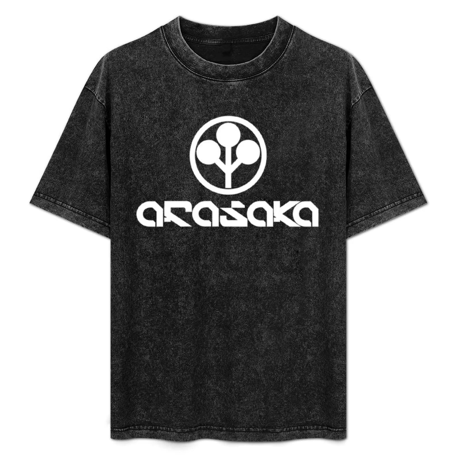 تيشيرت بشعار شركة أراساكا سايبربانك، تيشيرت كروسويت للرجال، تيشيرتات جرافيكية عتيقة، تيشيرتات رياضية رخيصة، للرجال