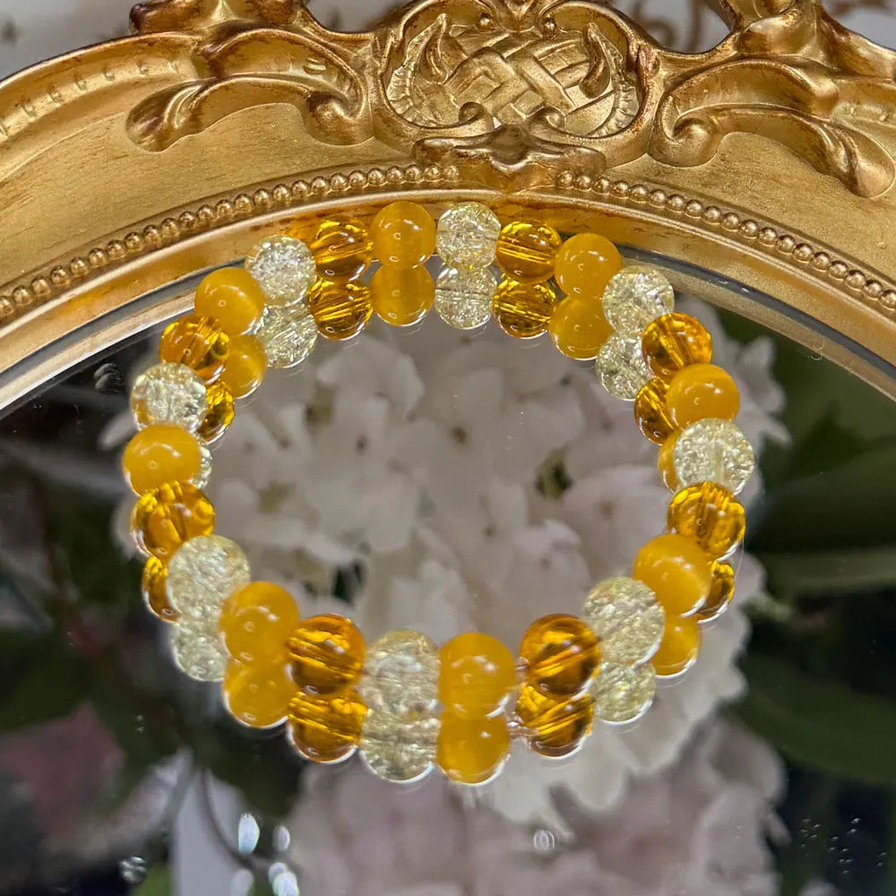 سوار من الخرز الحجري الطبيعي على الطراز البوهيمي، يجذب الثروة، يرمز إلى المال والوفرة والازدهار