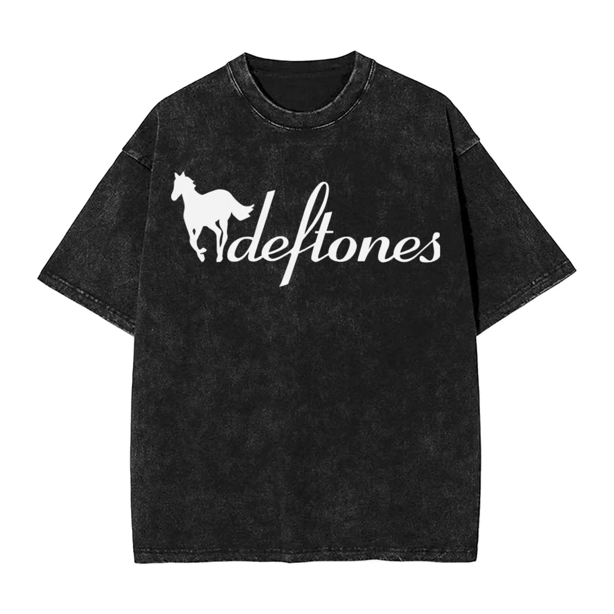 ملابس رجالية جديدة من Ohms White Pony Deftones Rock Band مغسولة بأكمام قصيرة ورقبة مستديرة Y2K ملابس رجالية Camisetas