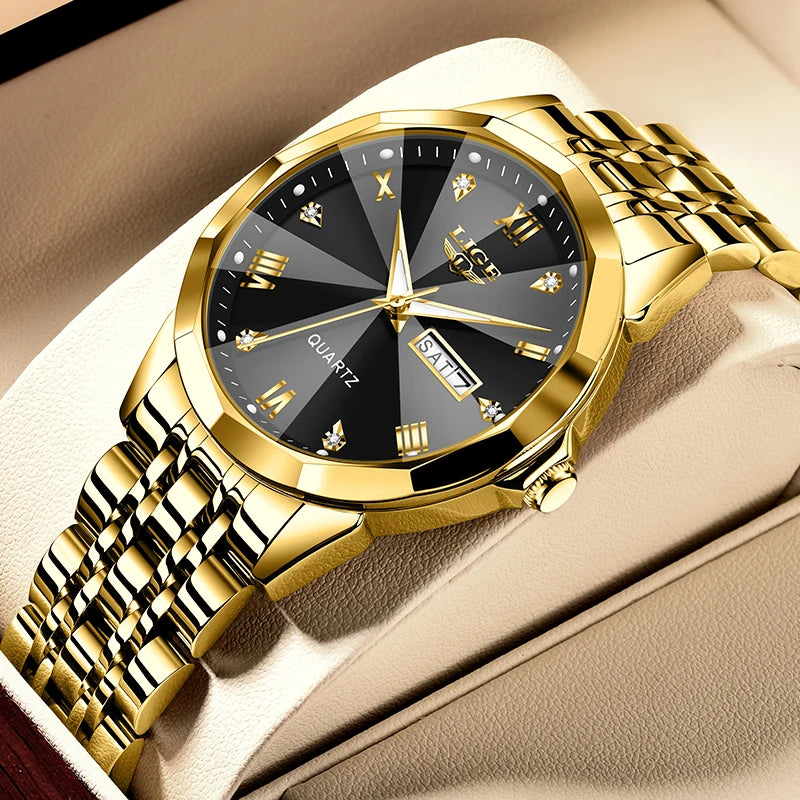 ساعة LIGE النسائية الجديدة، ساعة كوارتز أنيقة وعصرية، مقاومة للماء، مزودة بإضاءة خلفية وتاريخ، مصنوعة من الفولاذ المقاوم للصدأ، هدية مثالية للصديقة أو الحبيبة