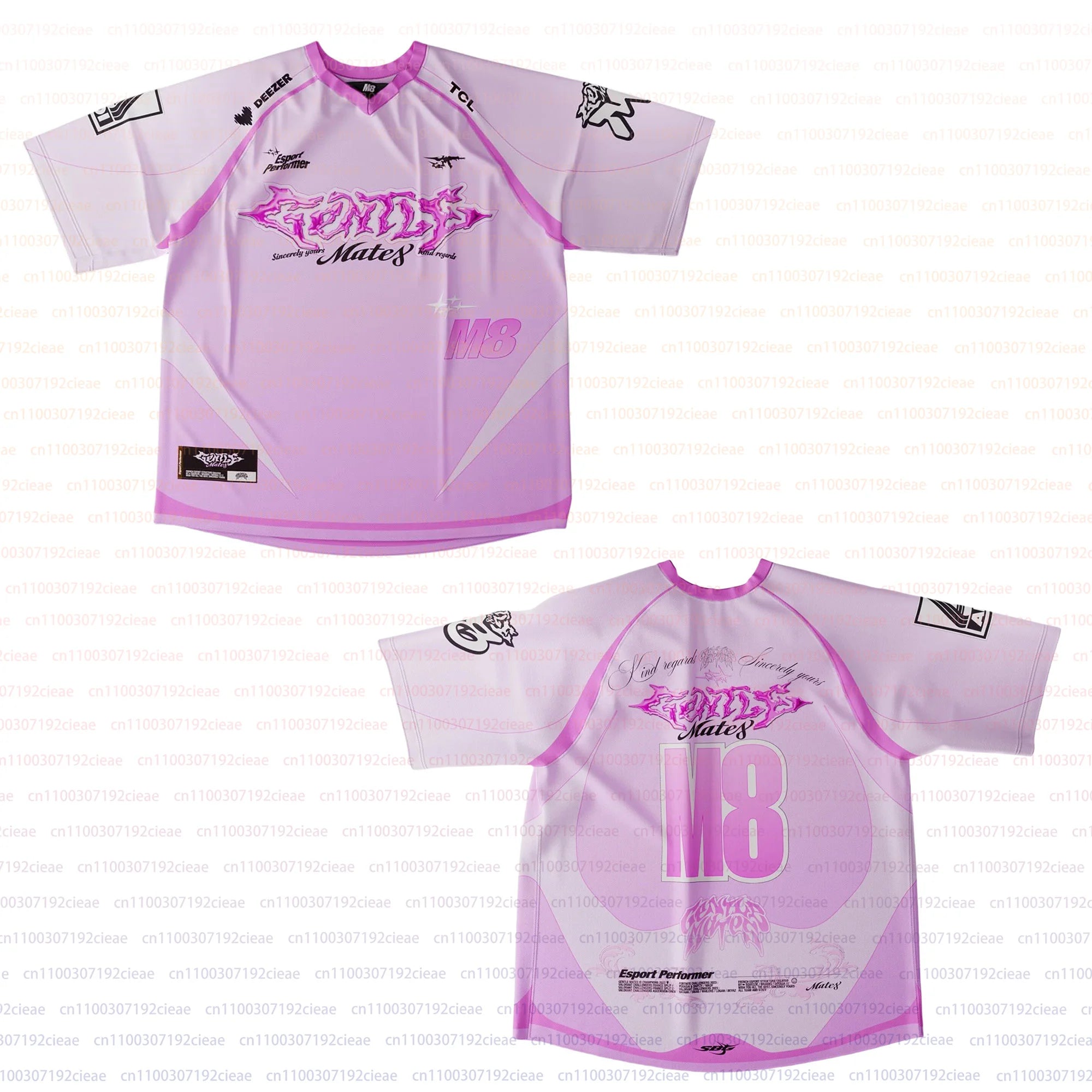 Men and Women's Summer Breathable V-Neck Short-Sleeved Children's Casual T-Shirt E-sports 3D Print M8 Maillotrose Fans Jersey