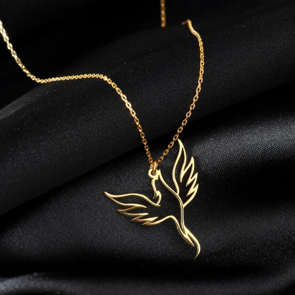 Stainless Steel Phoenix Necklace Sacred Bird Pendant Necklaces Exquisite Phoenix Jewelry Gift For Women