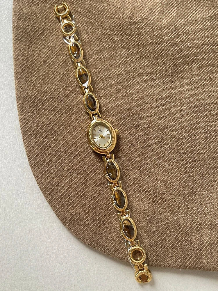 ساعات فاخرة راقية للنساء، ساعة يد أنيقة من اليشم الأخضر مع سوار كوارتز، هدية مثالية للنساء، ساعة أنيقة وعصرية.