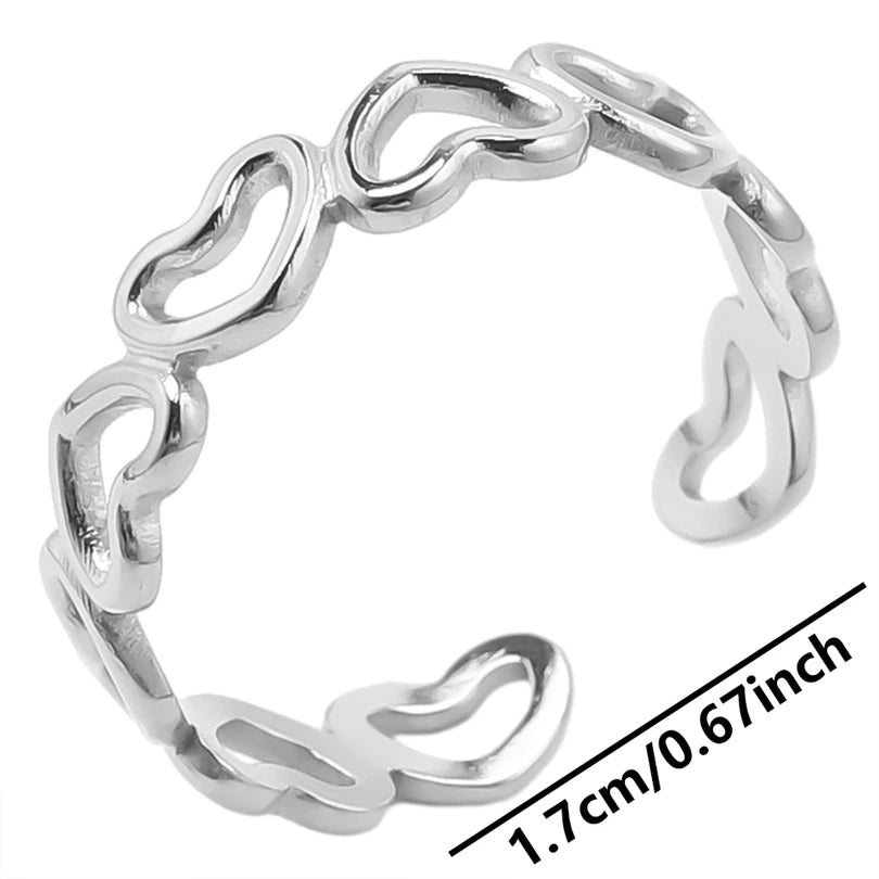 خاتم معدني عالي الجودة بتصميم غير منتظم ومجوف، مفتوح وقابل للتعديل، مصنوع من الفولاذ المقاوم للصدأ، مناسب للنساء والرجال، إكسسوارات مستوحاة من زهرة ونجمة البحر