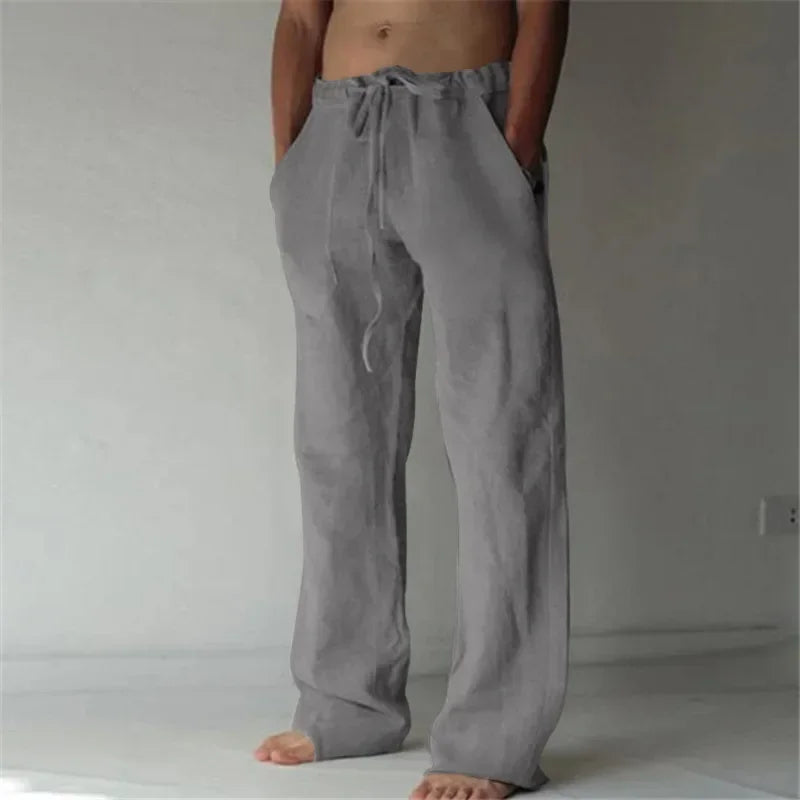 summer spring 2024 New Men's Cotton Linen Pants Male Autumn New Breathable Solid Color Linen Trousers Fitness Streetwear S-3XL