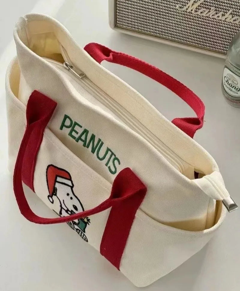 حقيبة قماشية جديدة بتصميم سنوبي الكرتوني، حقيبة كتف كبيرة الحجم، حقيبة مراسلة محمولة، حقيبة غداء مكتبية بسيطة وعصرية