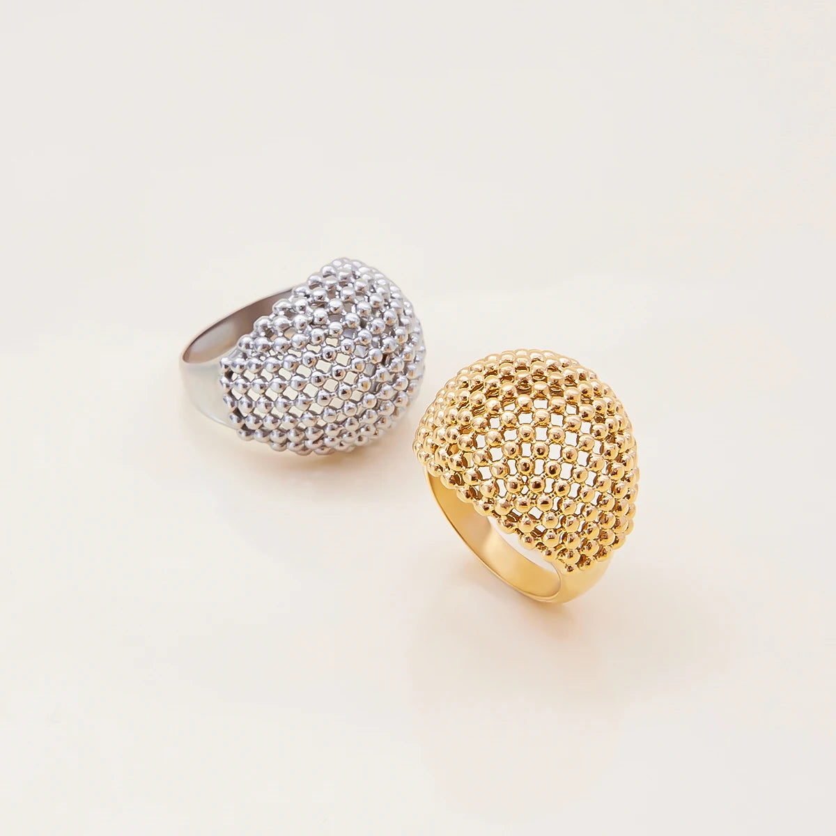 خاتم بتصميم هندسي أنيق من الفولاذ المقاوم للصدأ مطلي بالذهب عيار 18 قيراطًا، هدية مثالية للنساء.