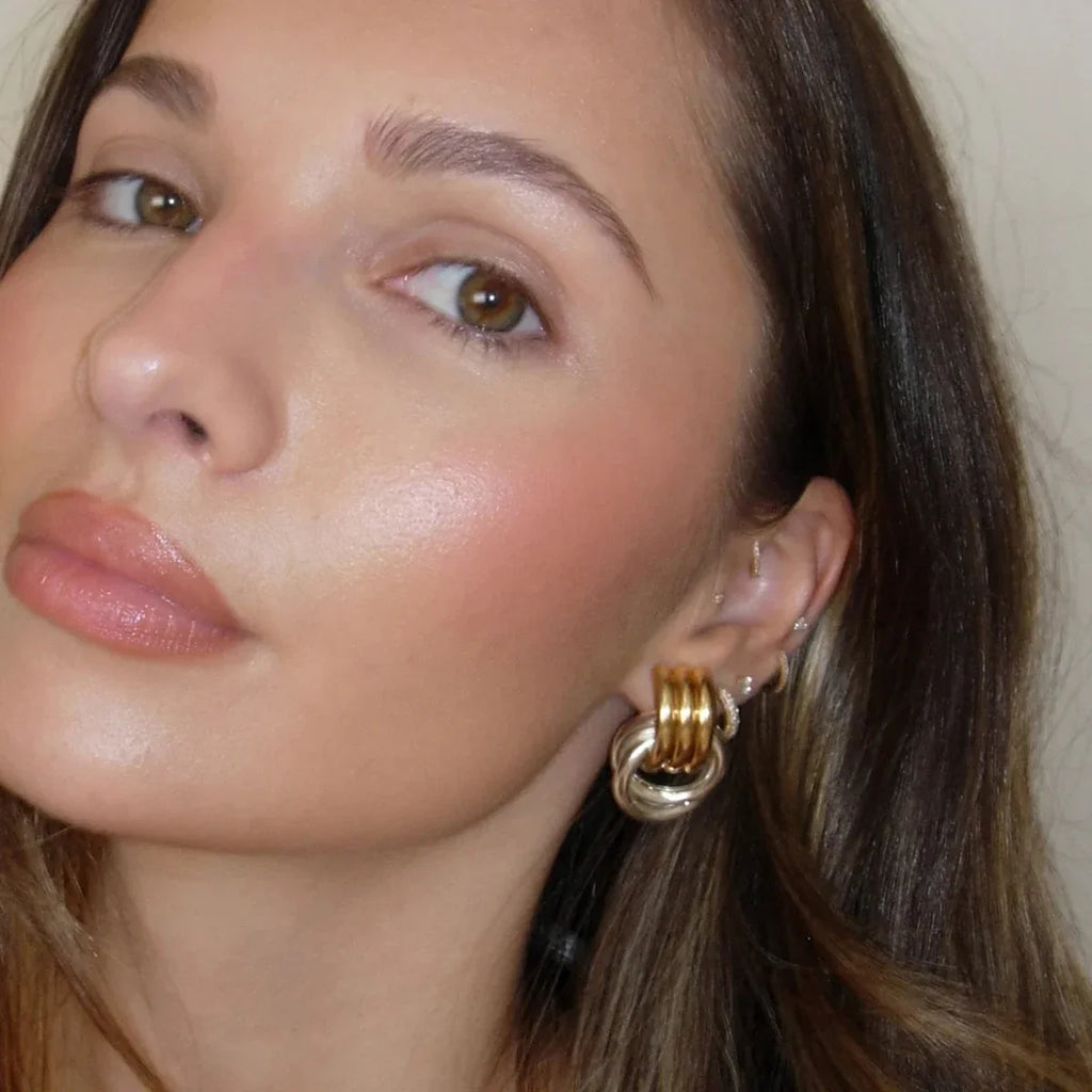 Trendy Stainless Steel Multilayer Circle Twist Knot Earrings for Women Texture Mixed Color Gold Plated Statement Earring Bijoux