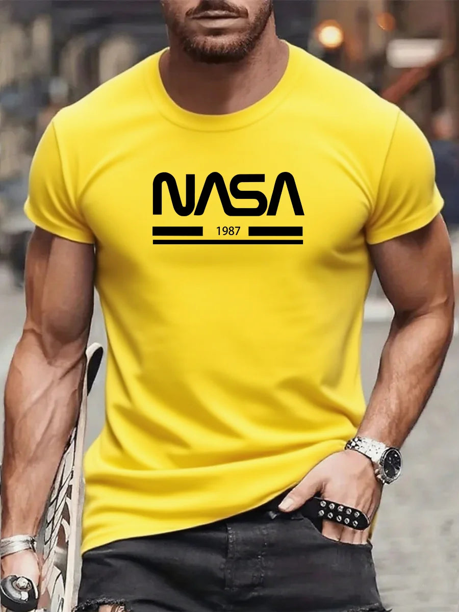 تي شيرت رجالي رياضي قابل للتنفس بطبعة جرافيكية لعام 2025، تي شيرت قطني بأكمام قصيرة، تي شيرت صيفي من علامة تجارية للشارع