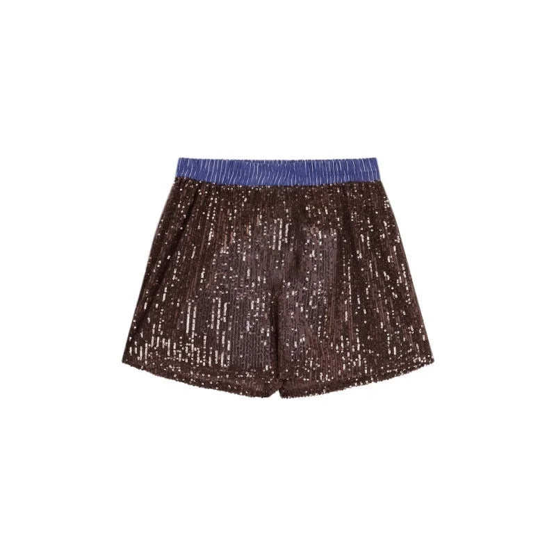 طقم مكون من قطعتين من السراويل الفضفاضة المرصعة بالترتر للنساء، قميص بأكمام طويلة وبنطلون أنيق للنساء، طقم مكون من قطعتين من السراويل الطويلة