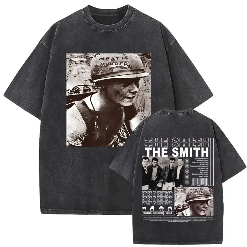 تي شيرت رجالي ونسائي مطبوع عليه شعار فرقة الروك البريطانية The Smiths The Queen Is Dead، تي شيرت بديل من فرقة موريسي المستقلة من ثمانينيات القرن العشرين