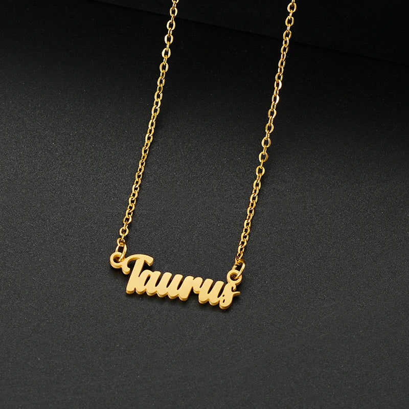 Stainless Steel 12 Zodiac Constellation Necklace for Women Aries Gemini Aquarius Pisces Leo Pendants Necklaces Astrology Jewelry