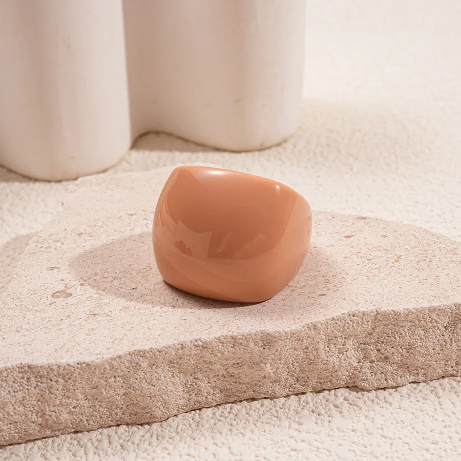 خاتم من الراتنج الأكريليكي بألوان الحلوى، بتصميم هندسي دائري بسيط وعصري، مناسب للأصابع، خواتم نسائية قابلة للتكديس، إكسسوارات مجوهرات يدوية.