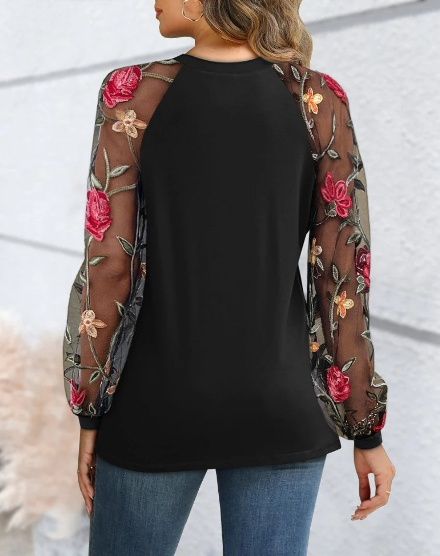 بلوزات نسائية عصرية بأكمام طويلة وتي شيرت من الدانتيل المكشكش وبلوزات محبوكة على شكل وافل وبلوزات بياقة دائرية سادة وبلوزات كاجوال