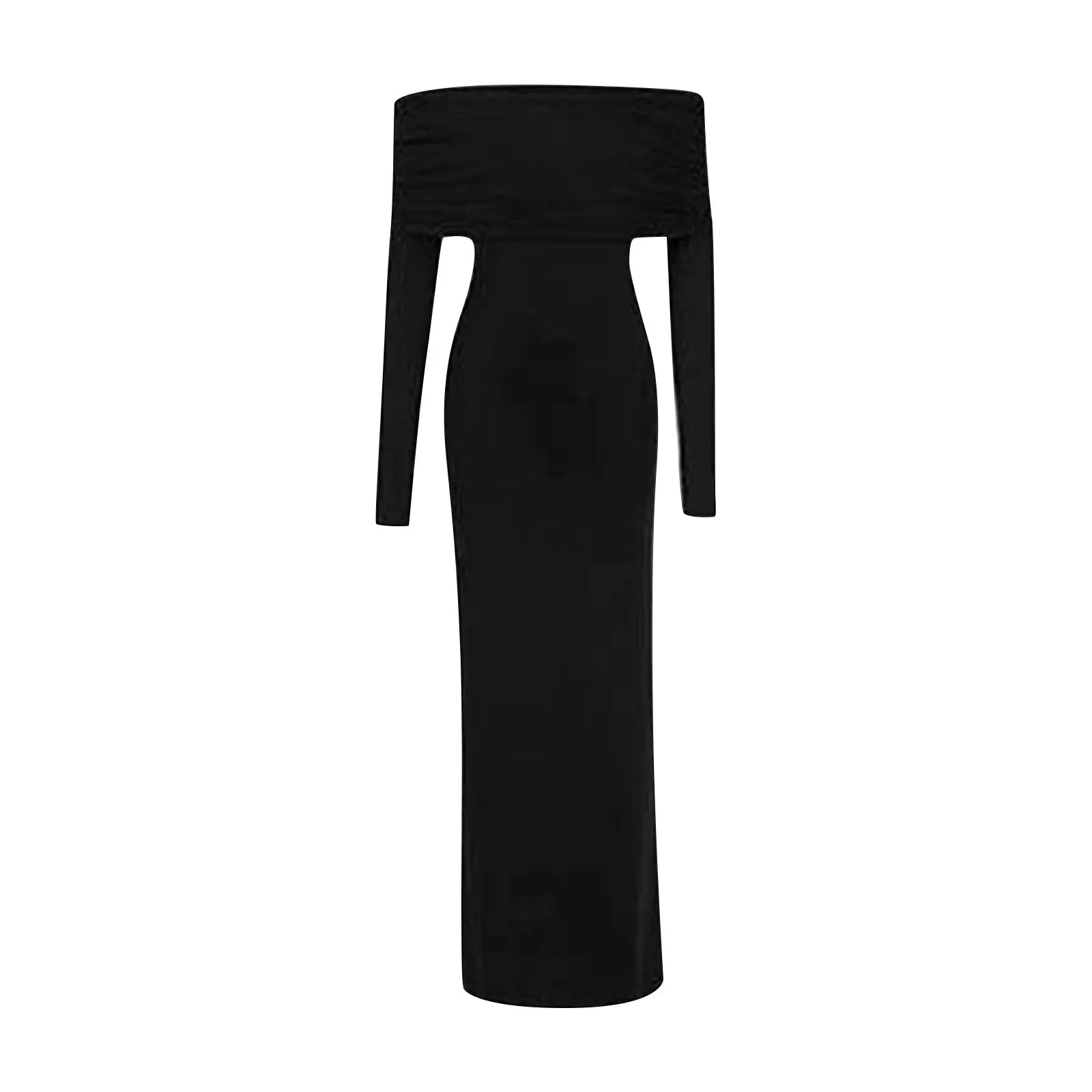 One Shoulder Style Long Sleeve Dress For Women In Spring And Summer Ladies’ Fashion Solid Color Sexy Basic Slim Fit Long Skirt