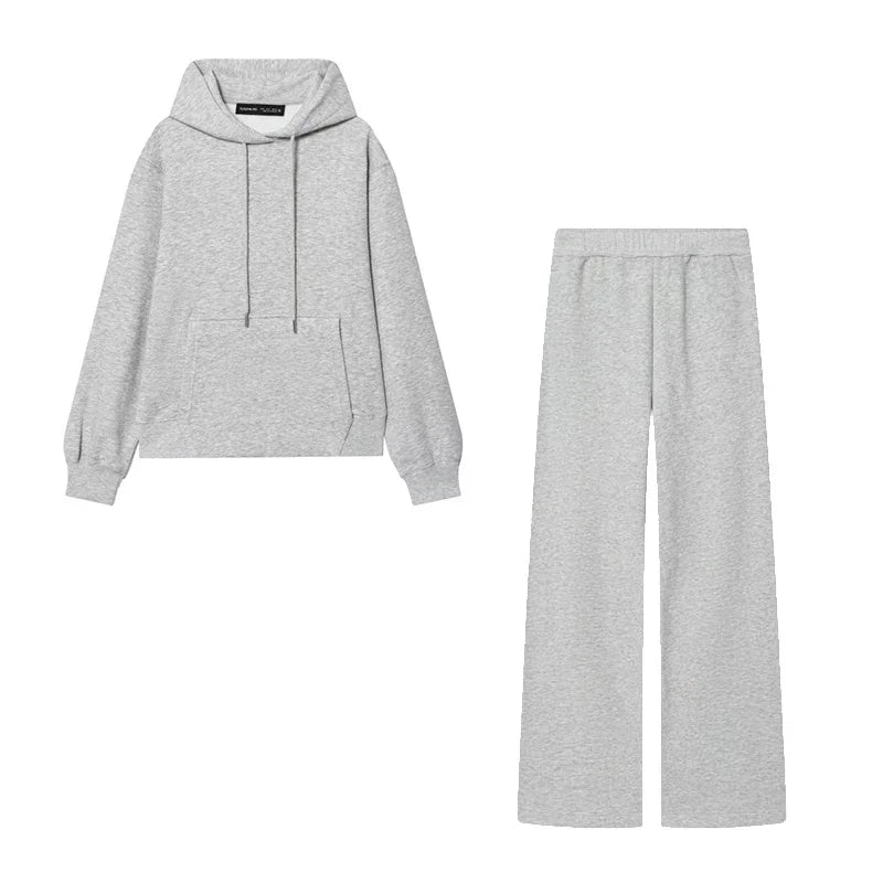 طقم بدلة نسائية كاجوال مكون من هودي وسويت شيرت وتيشيرت وبنطلون وبلوفر بسيط بأكمام طويلة وقمصان رياضية وبنطلون طويل وملابس خارجية للخريف