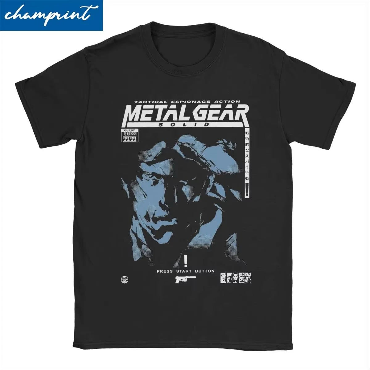 تي شيرت رجالي ونسائي MGS1 Solid Snake Game T-Shirt Metal Gear قطني مضحك بأكمام قصيرة ورقبة دائرية تي شيرت كلاسيكي