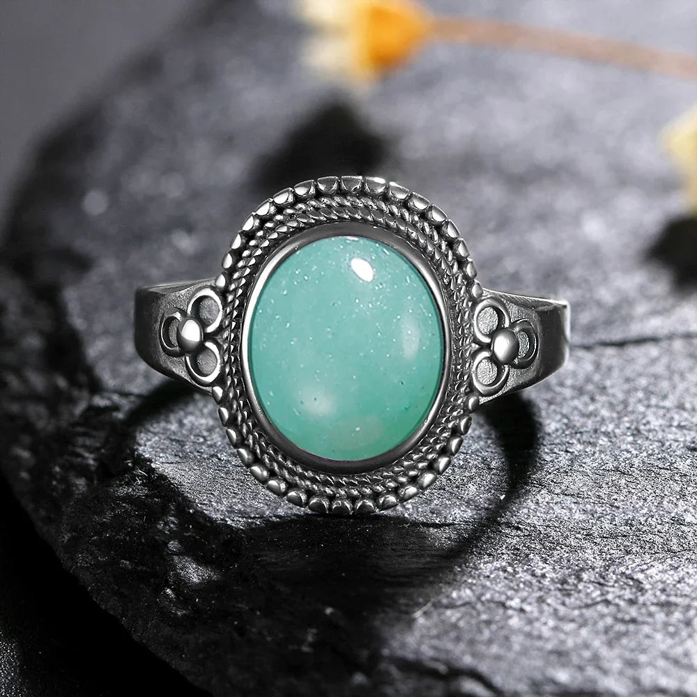 خواتم عتيقة من الفضة الإسترلينية عيار 925، خواتم بيضاوية الشكل مقاس 8×10 مم، مصنوعة من حجر العقيق الأسود الطبيعي، مجوهرات فاخرة للرجال والنساء، خواتم من حجر الرودوكروزيت