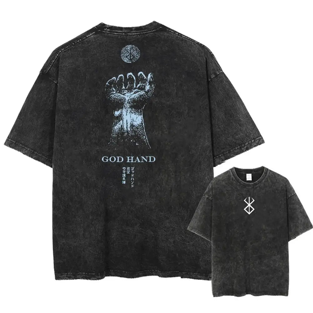 تي شيرت هاراجوكو عتيق بأكمام قصيرة مطبوع عليه رسوم متحركة يابانية، تي شيرت كاجوال رجالي كبير الحجم، تي شيرت للجنسين