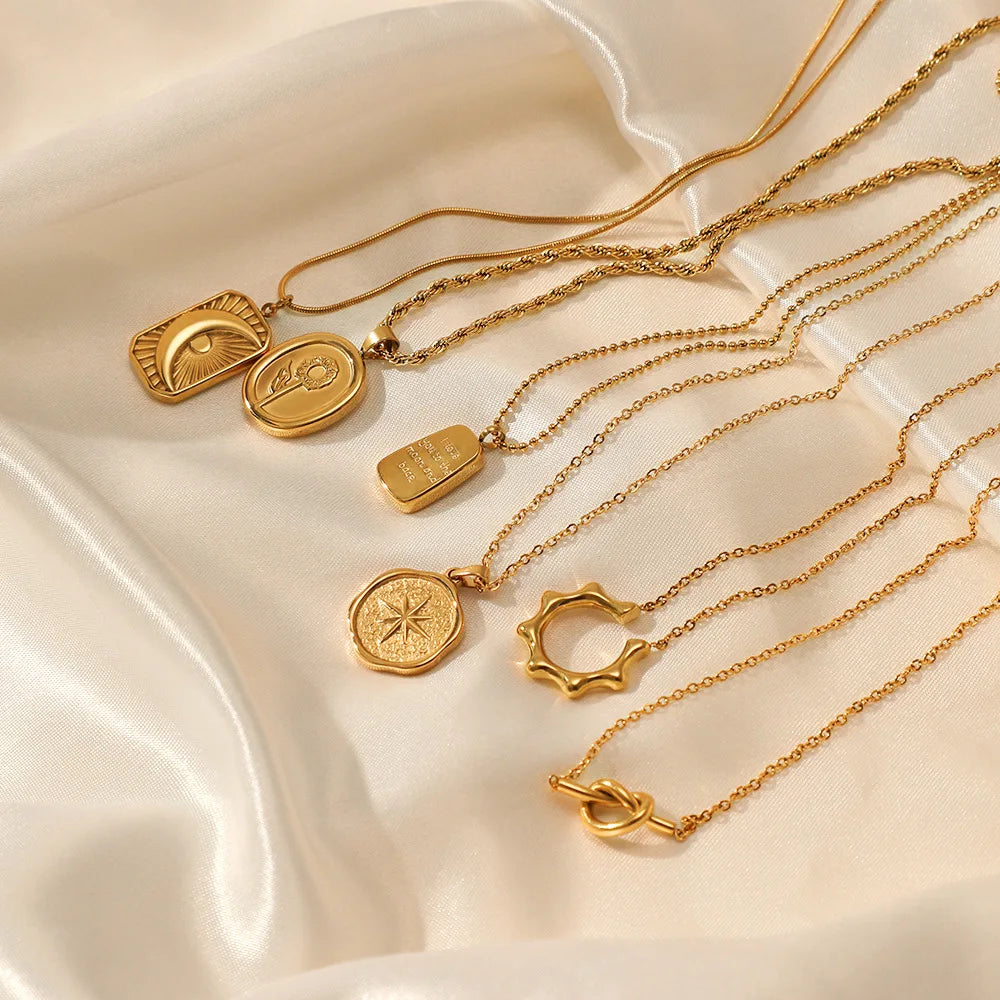 قلادة فرنسية عتيقة للرجال والنساء على شكل نجمة وقمر وزهرة، سلسلة سترة من الفولاذ المقاوم للصدأ 316L، إكسسوار مجوهرات