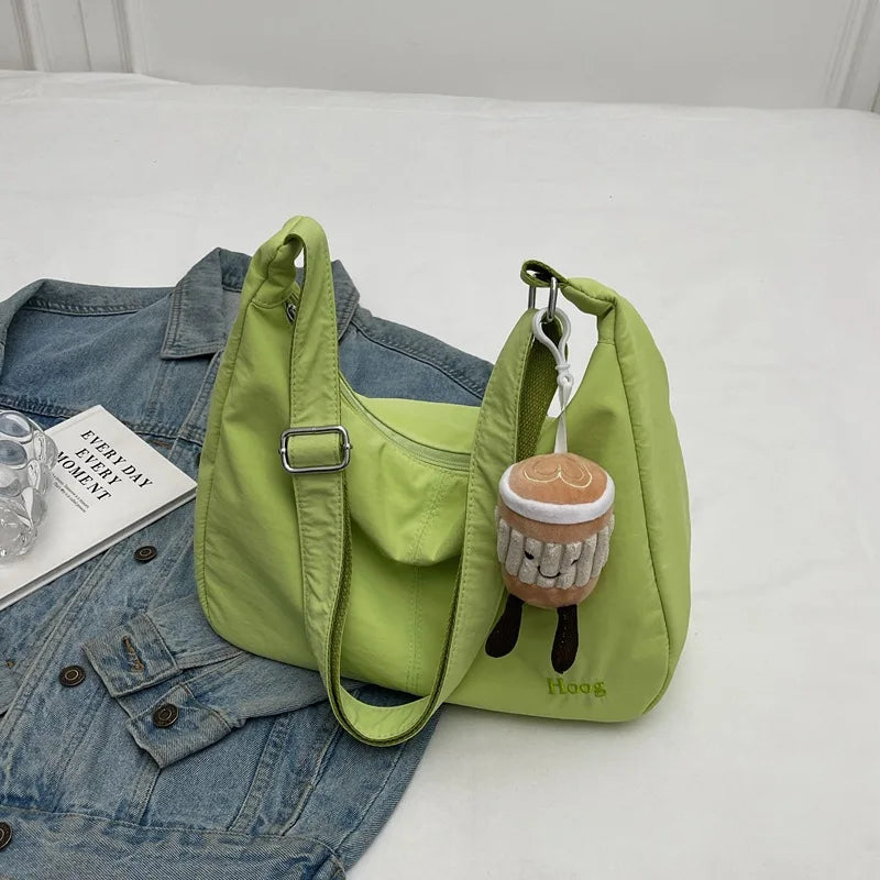 حقيبة كتف نسائية بتصميم بسيط وأنيق، حقيبة كروسبودي عصرية من النايلون، مناسبة للسفر، بسعة كبيرة.