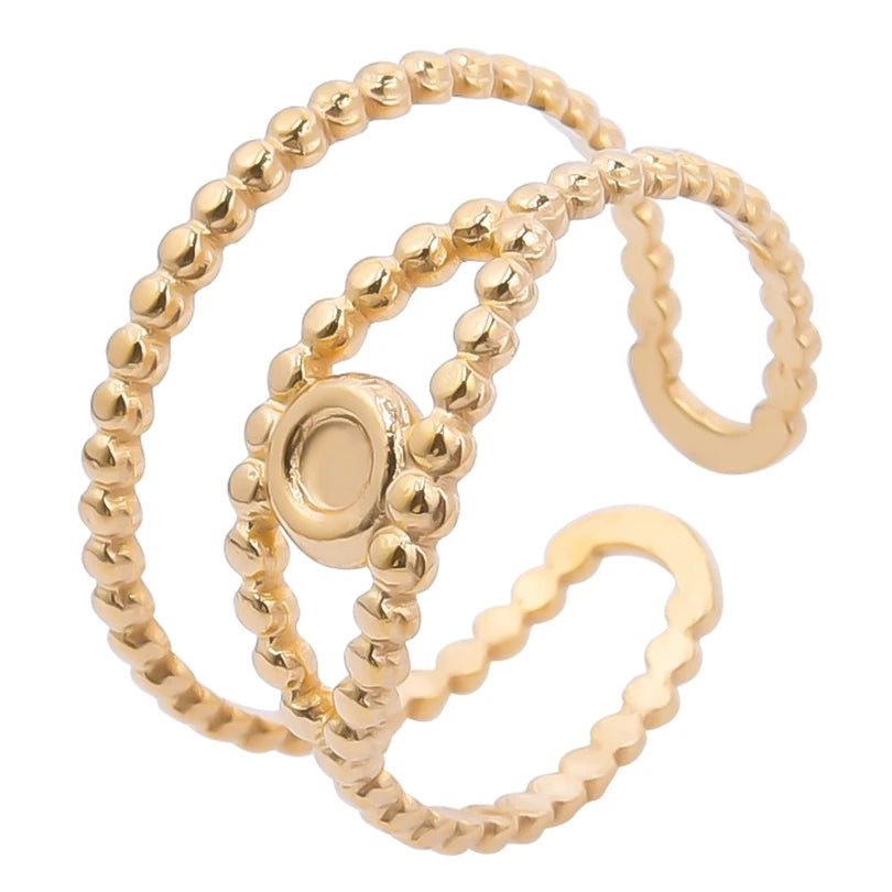 ٦ قطع/عبوة من حلقات مطلية بالذهب بقاعدة من الفولاذ المقاوم للصدأ، خواتم مفاصل فارغة يمكنك صنعها بنفسك للنساء، مجوهرات ساحرة لا يتغير لونها، بيع بالجملة