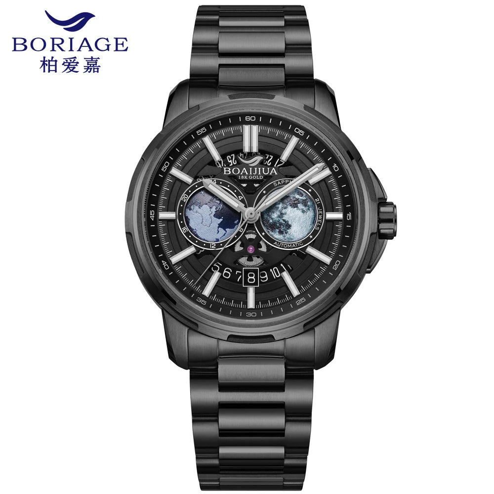 ساعة BOAIJIUA الميكانيكية الأوتوماتيكية ساعة Creative Starry Sky مقاومة للماء حتى عمق 50 مترًا 8217 ساعات ميكانيكية هدية عيد ميلاد للرجال