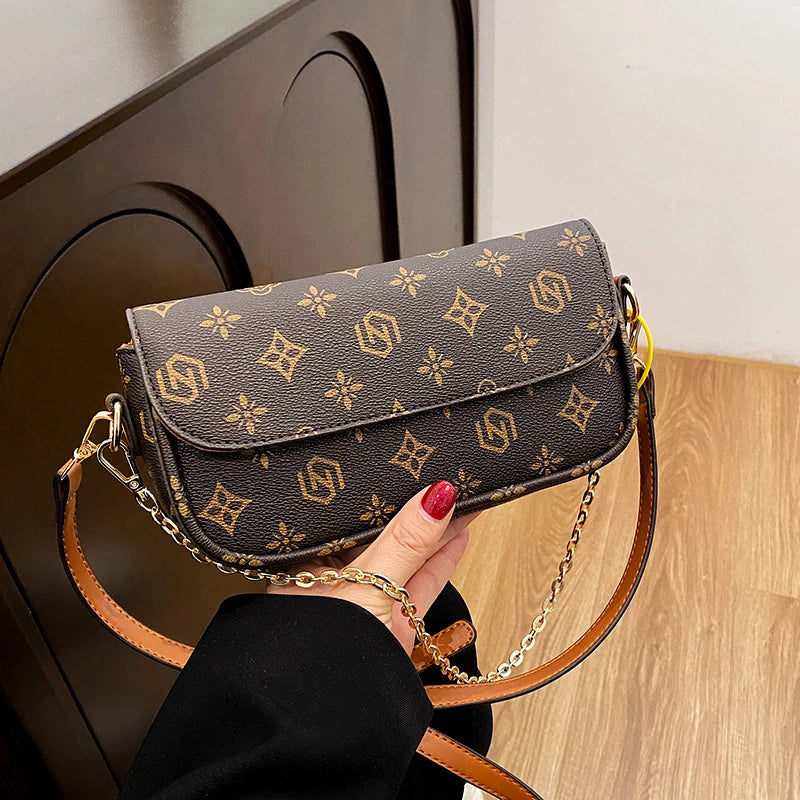 حقيبة مربعة صغيرة مطبوعة بأسلوب ريترو عصري؛ حقيبة كتف مفردة متعددة الاستخدامات؛ حقيبة كروس تحت الذراع.