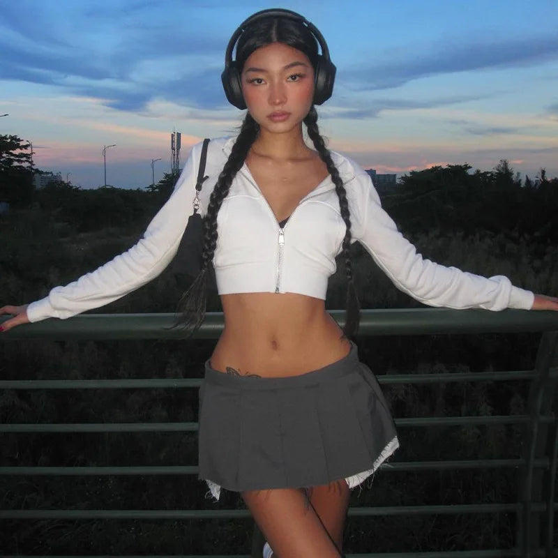 دولزورا للنساء خريف وشتاء 2024، أزياء الشارع، قمصان قصيرة بيضاء بأكمام طويلة، تيشيرتات، سلع بالجملة للأعمال