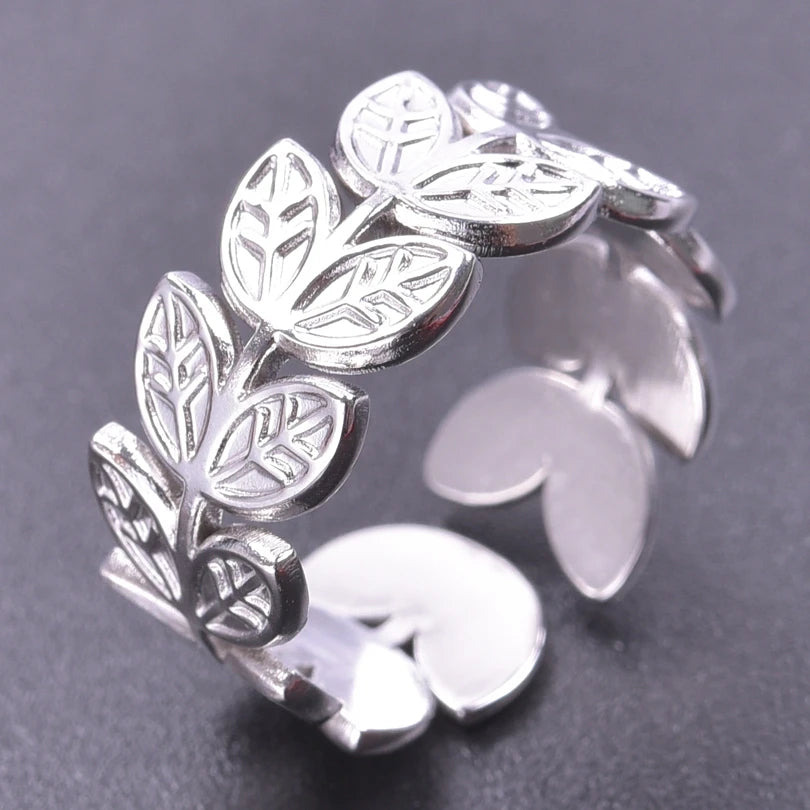 خاتم معدني عالي الجودة بتصميم غير منتظم ومجوف، مفتوح وقابل للتعديل، مصنوع من الفولاذ المقاوم للصدأ، مناسب للنساء والرجال، إكسسوارات مستوحاة من زهرة ونجمة البحر