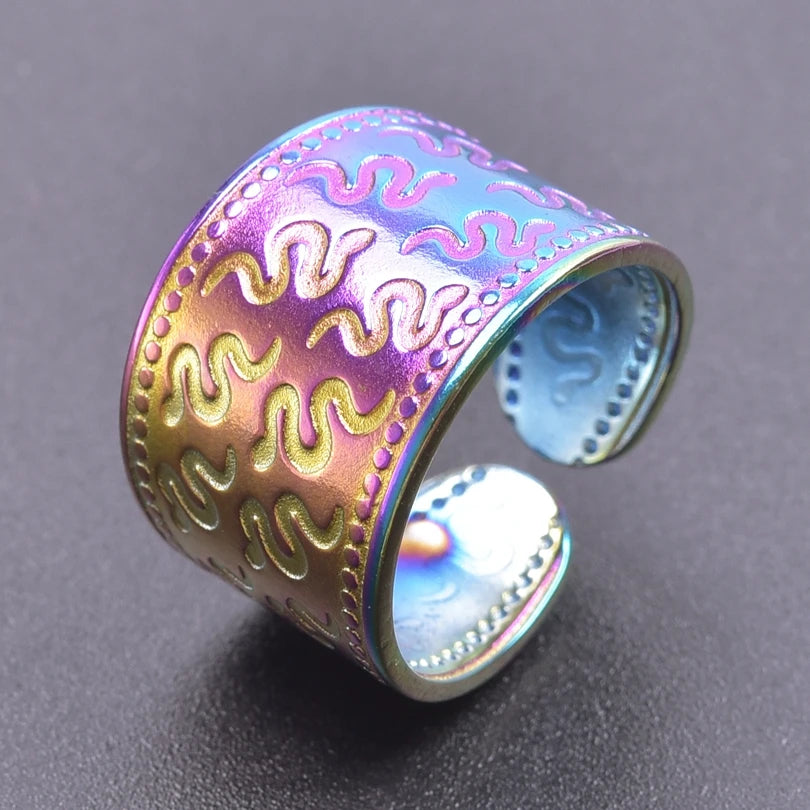 خواتم واسعة غير متساوية من الفولاذ المقاوم للصدأ للنساء والرجال، إكسسوارات، مجوهرات هندية، خاتم إصبع عتيق، هدية