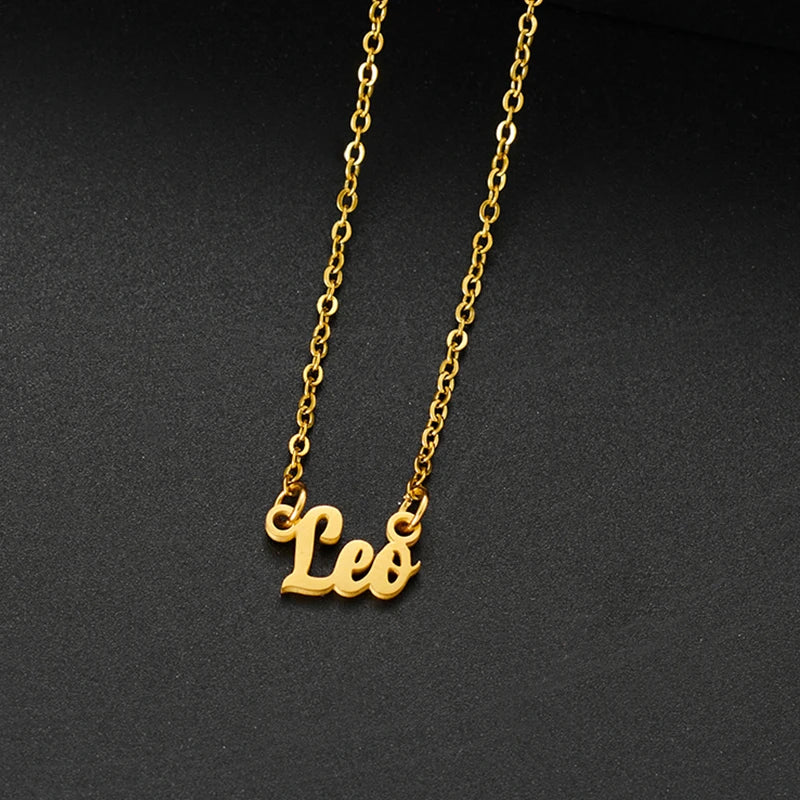 Stainless Steel 12 Zodiac Constellation Necklace for Women Aries Gemini Aquarius Pisces Leo Pendants Necklaces Astrology Jewelry