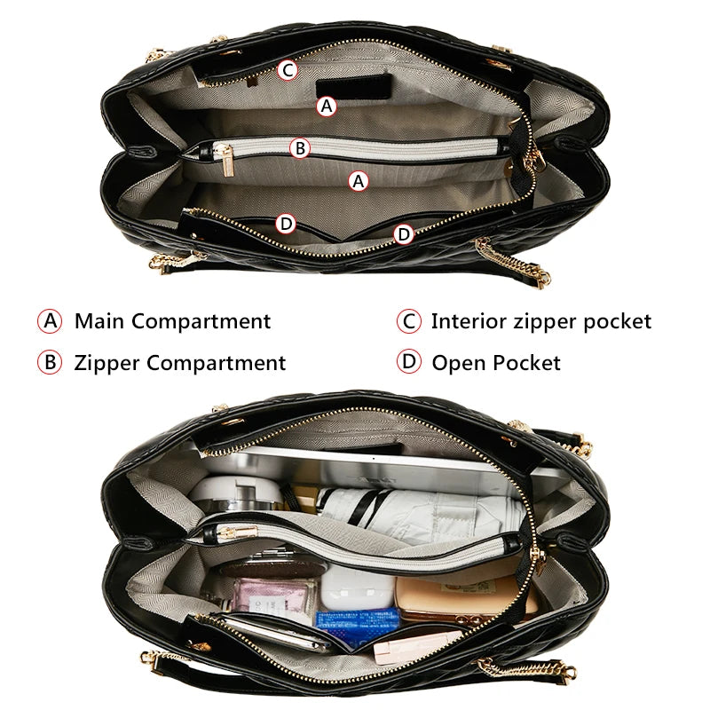 FOXER Women Fashion Quilted Shoulder Bag Female Classic Underarm Bag Vintage Lady Simple Tote Bags Chrismas Gift