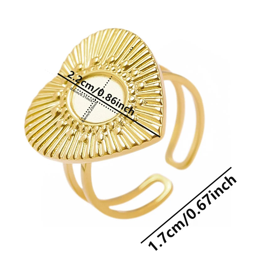 6 قطع/مجموعة خواتم أنيقة مطلية بالذهب الحقيقي من الفولاذ المقاوم للصدأ على شكل زهرة وقلب وحب وصليب خواتم مجوهرات للنساء والرجال إكسسوارات ساحرة