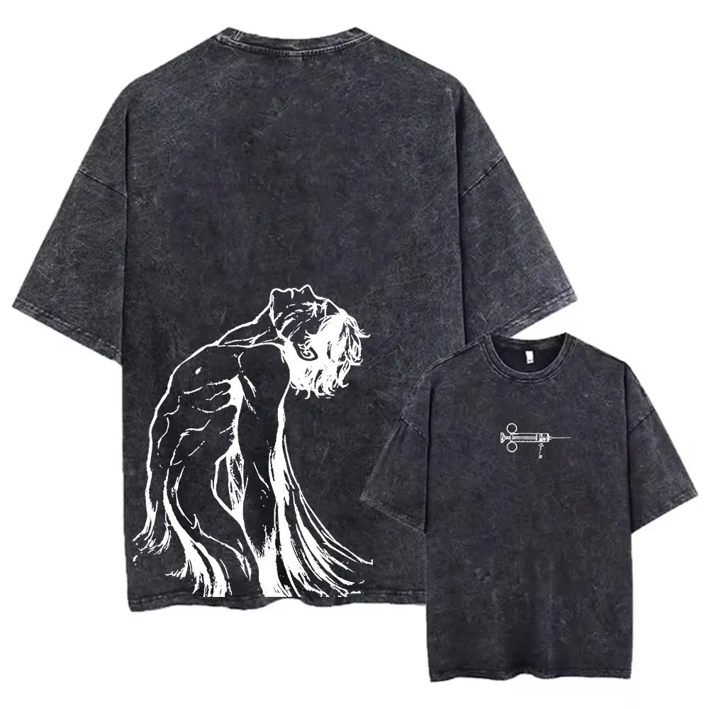 تي شيرت رجالي من Y2K Streetwear مغسول برسومات هجوم العمالقة أنيمي تي شيرت هاراجوكو عتيق مطبوع عليه رسومات للرجال والنساء تي شيرت صيفي من القطن