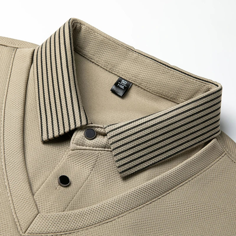 تي شيرت رجالي بأكمام طويلة على الطراز الكوري لعام 2024، تي شيرت خريفي بأكمام طويلة، تي شيرت بولو كاجوال للأعمال، قميص مرن باللون الأسود والرمادي الداكن والكاكي