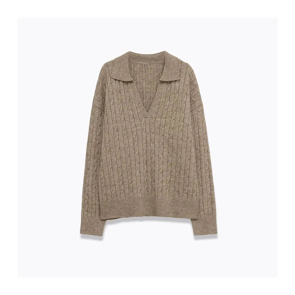 قميص بولو نسائي جديد للخريف بأكمام طويلة وثمانية أرجل محبوك