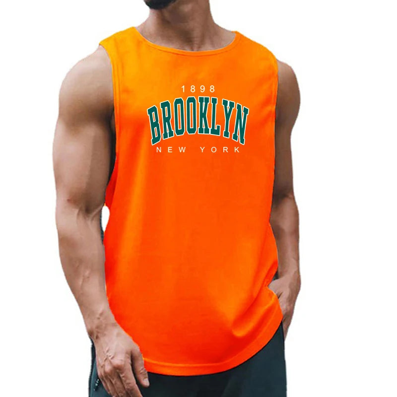 1898 Brooklyn New York Printed Summer Fashion Sports Tank Tops Mens Quick Dry Running Vest Mesh Gym Clothing Basketball Jerseys