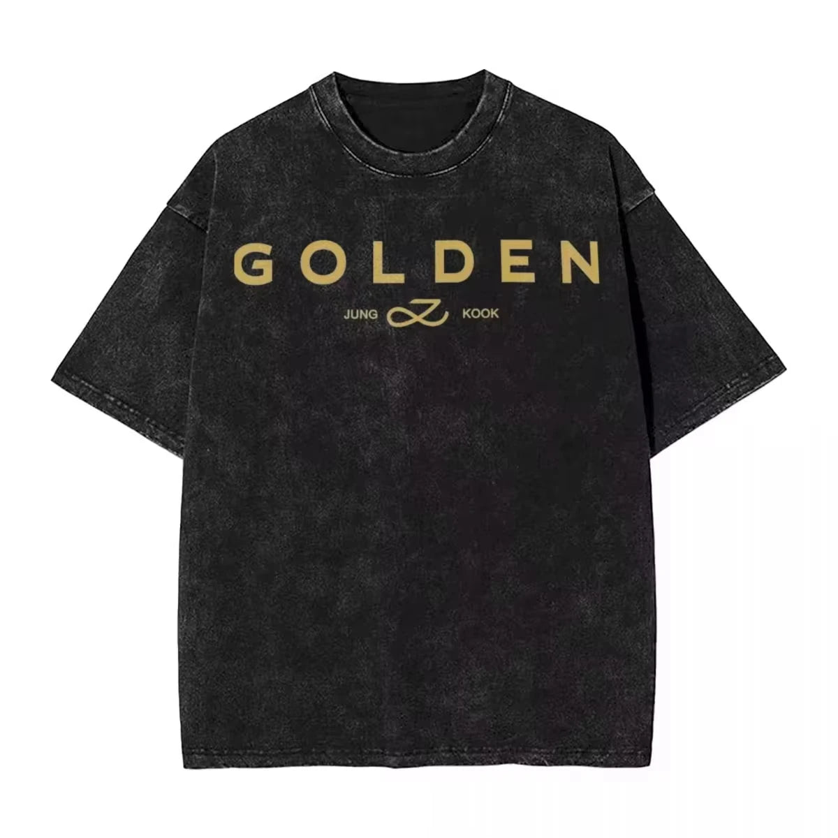 تي شيرت رجالي ونسائي بأكمام قصيرة بتصميم قوطي من Streetwear Golden Moments Jungkooks Hip Hop Washed Vintage T-Shirt مقاس كبير بأكمام قصيرة من القطن للجنسين