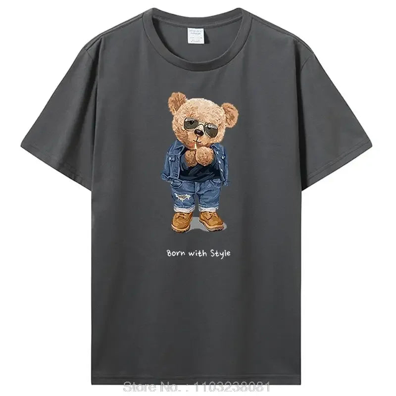 تي شيرت رجالي مضحك على شكل دب غولف للبيع الساخن، تي شيرت صيفي كاجوال من القطن، ملابس للجنسين، تي شيرت رجالي، ملابس الشارع، هاراجوكو