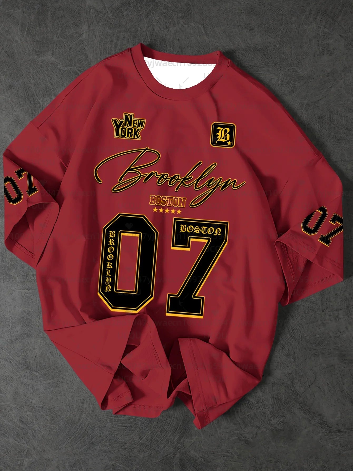 قميص رياضي رجالي مطبوع عليه شعار بروكلين 07 بأكمام قصيرة، تي شيرت صيفي برسومات جرافيكية، تي شيرت رياضي نسائي بمقاسات كبيرة