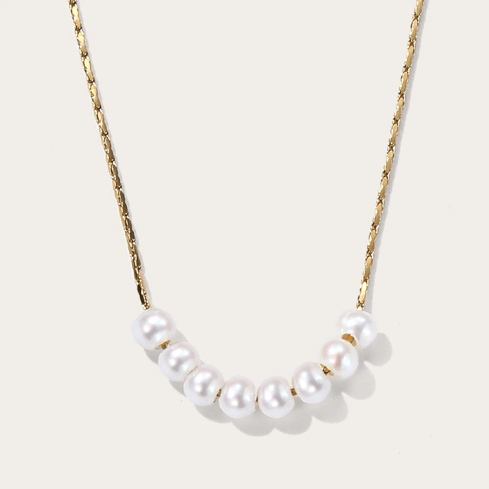 YACHAN Stainless Steel Golden Chain Necklace Natural Pearl Pendant for Woman Gold Plated Chains Necklaces Trendy Jewelry