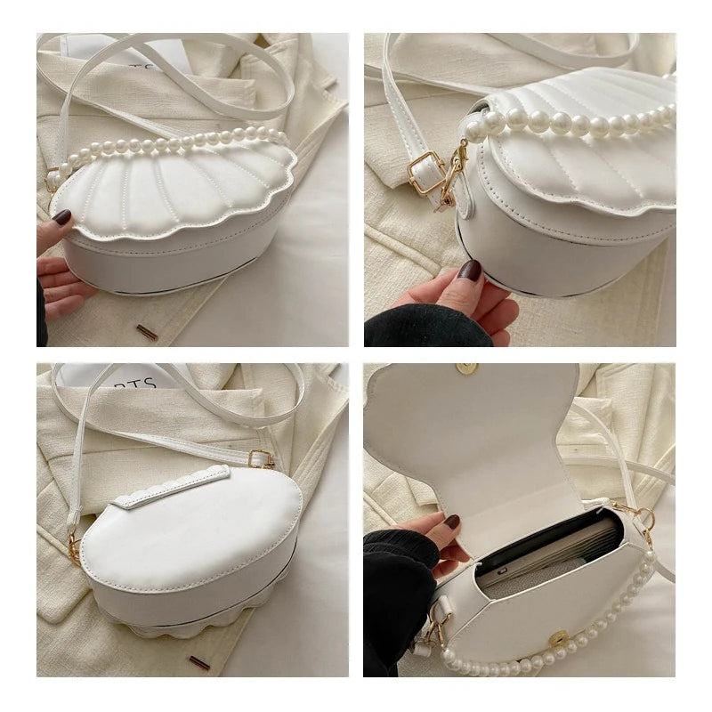 حقيبة كتف أنيقة على الطراز الكوري، حقيبة صدفية عصرية، حقيبة كروسبودي أنيقة وبسيطة، حقيبة جديدة لصيف 2025 للنساء