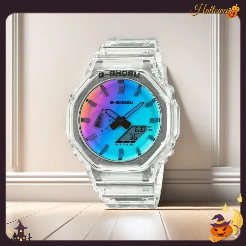 Digital Sports Men's Watch Full Function World Time LED Auto Hand Lifting Lamp Large Dial Waterproof Oak Series